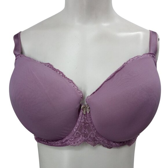 Victorias Secret Lined Demi Underwire Lace Bra Size 38DD Adjustable Purple - Picture 7 of 9